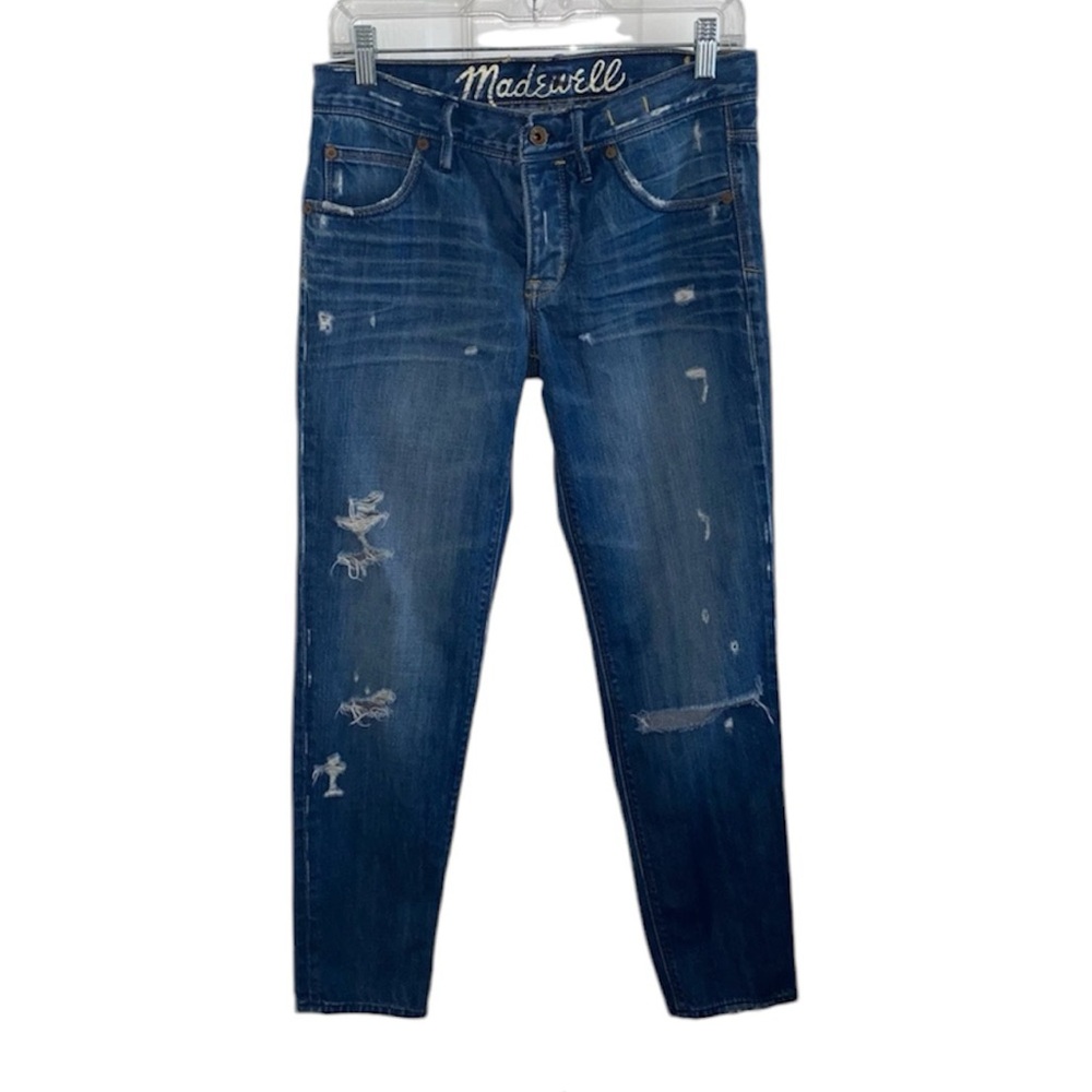MADEWELL MEDIUM WASH RELAXED DISTRESSED OVERSIZED JEANS SIZE 24